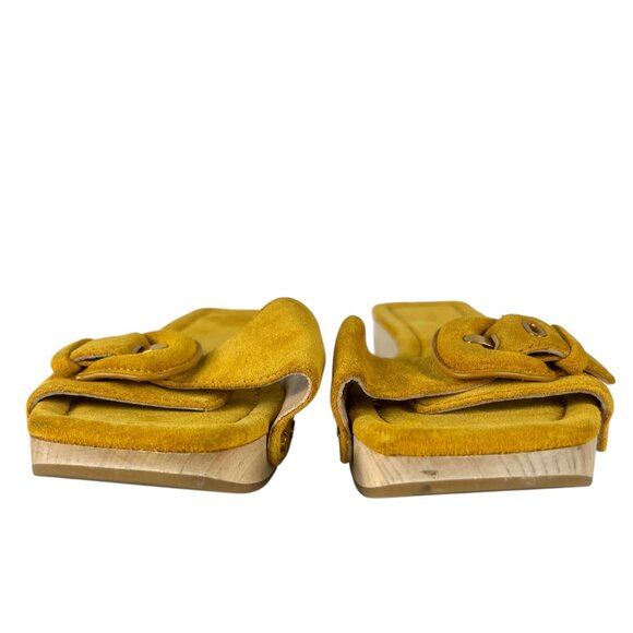 Veronica Beard Davina Suede Slip-On Sandals in Saffron Yellow Leather Size 8 - Picture 2 of 12